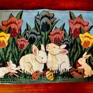 6ft Easter Tulips Bunny Eggs Upholstery Table Runner